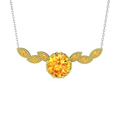 Sitrin 18 ayar altın kolye (40 cm beyaz altın rolo zincir)