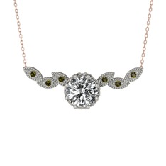 Lilja Kolye - Swarovski ve peridot 14 ayar beyaz altın kolye (40 cm rose altın rolo zincir) #hvjbb2