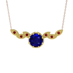 Lilja Kolye - Lab safir ve garnet 14 ayar altın kolye (40 cm rose altın rolo zincir) #iv1r0n
