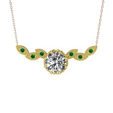 Lilja Kolye - Beyaz zirkon ve yeşil kuvars 18 ayar altın kolye (40 cm rose altın rolo zincir) #iyzys4