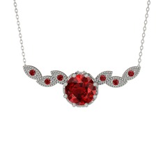 Lilja Kolye - Garnet 18 ayar beyaz altın kolye (40 cm beyaz altın rolo zincir) #jbxma2
