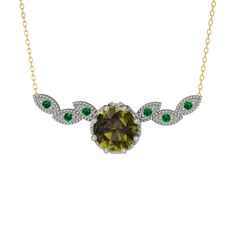 Lilja Kolye - Peridot ve yeşil kuvars 925 ayar gümüş kolye (40 cm altın rolo zincir) #nzqhy