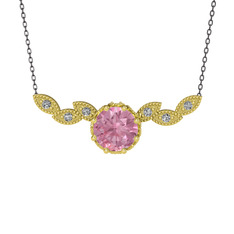 Lilja Kolye - Pembe kuvars ve swarovski 18 ayar altın kolye (40 cm gümüş rolo zincir) #peh3aq