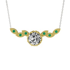 Lilja Kolye - Swarovski ve kök zümrüt 18 ayar altın kolye (40 cm gümüş rolo zincir) #q3b4tj