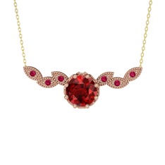 Garnet ve rodolit garnet 14 ayar rose altın kolye (40 cm altın rolo zincir)