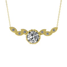 Lilja Kolye - Swarovski ve pırlanta 8 ayar altın kolye (0.12 karat, 40 cm gümüş rolo zincir) #qn0lqh