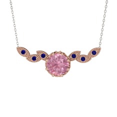 Lilja Kolye - Pembe kuvars ve lab safir 14 ayar rose altın kolye (40 cm gümüş rolo zincir) #qpawc3