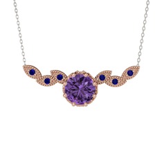 Lilja Kolye - Ametist ve lab safir 14 ayar rose altın kolye (40 cm gümüş rolo zincir) #qtdlbs