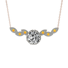 Lilja Kolye - Swarovski ve sitrin 8 ayar beyaz altın kolye (40 cm rose altın rolo zincir) #qwrydq