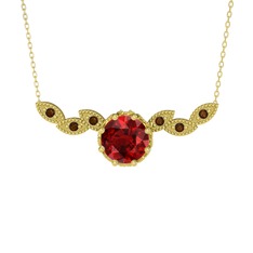 Lilja Kolye - Garnet ve dumanlı kuvars 8 ayar altın kolye (40 cm altın rolo zincir) #rd22qr