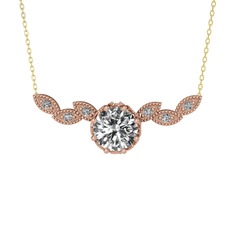 Swarovski 925 ayar rose altın kaplama gümüş kolye (40 cm altın rolo zincir)