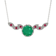Lilja Kolye - Kök zümrüt ve rodolit garnet 925 ayar gümüş kolye (40 cm gümüş rolo zincir) #rmcn51