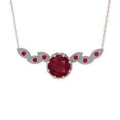 Lilja Kolye - Kök yakut ve rodolit garnet 8 ayar beyaz altın kolye (40 cm rose altın rolo zincir) #rn2ioj