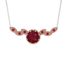 Lilja Kolye - Kök yakut ve rodolit garnet 14 ayar rose altın kolye (40 cm beyaz altın rolo zincir) #rvhzvy