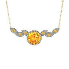 Lilja Kolye - Sitrin 14 ayar beyaz altın kolye (40 cm altın rolo zincir) #saytzk