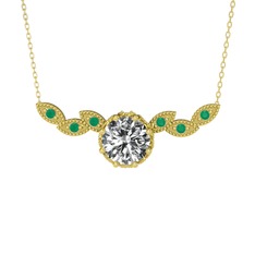 Lilja Kolye - Swarovski ve kök zümrüt 18 ayar altın kolye (40 cm altın rolo zincir) #sjmej7