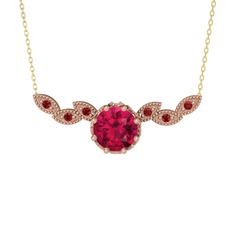 Lilja Kolye - Rodolit garnet ve garnet 8 ayar rose altın kolye (40 cm altın rolo zincir) #uod7uu