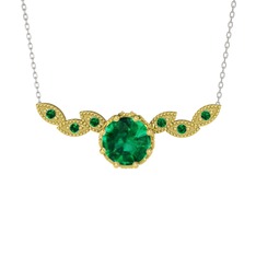 Lilja Kolye - Yeşil kuvars 18 ayar altın kolye (40 cm beyaz altın rolo zincir) #uzbr7d