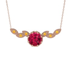 Lilja Kolye - Rodolit garnet ve sitrin 14 ayar rose altın kolye (40 cm rose altın rolo zincir) #vhouax
