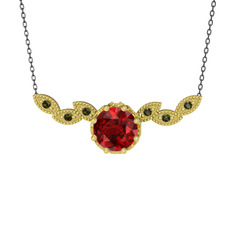 Garnet ve peridot 8 ayar altın kolye (40 cm gümüş rolo zincir)