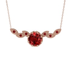 Garnet 14 ayar rose altın kolye (40 cm gümüş rolo zincir)