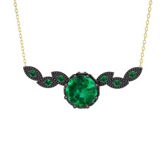 Lilja Kolye - Yeşil kuvars 925 ayar siyah rodyum kaplama gümüş kolye (40 cm altın rolo zincir) #wargzo