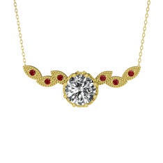 Lilja Kolye - Beyaz zirkon ve garnet 925 ayar altın kaplama gümüş kolye (40 cm altın rolo zincir) #wcwzqr