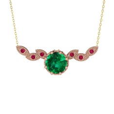 Lilja Kolye - Yeşil kuvars ve rodolit garnet 925 ayar rose altın kaplama gümüş kolye (40 cm altın rolo zincir) #wju1hh