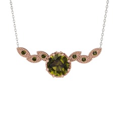 Lilja Kolye - Peridot 925 ayar rose altın kaplama gümüş kolye (40 cm beyaz altın rolo zincir) #xd41si