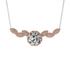 Swarovski ve beyaz zirkon 925 ayar rose altın kaplama gümüş kolye (40 cm beyaz altın rolo zincir)