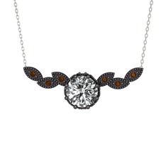 Lilja Kolye - Swarovski ve dumanlı kuvars 925 ayar siyah rodyum kaplama gümüş kolye (40 cm gümüş rolo zincir) #yac5na