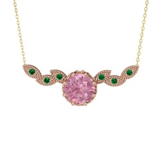 Lilja Kolye - Pembe kuvars ve yeşil kuvars 925 ayar rose altın kaplama gümüş kolye (40 cm altın rolo zincir) #yb1jgv