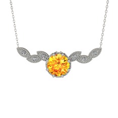 Lilja Kolye - Sitrin ve swarovski 14 ayar beyaz altın kolye (40 cm beyaz altın rolo zincir) #yixsxj