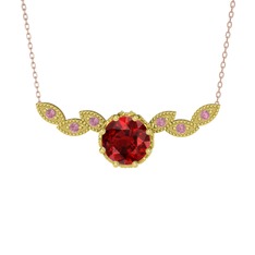 Lilja Kolye - Garnet ve pembe kuvars 18 ayar altın kolye (40 cm gümüş rolo zincir) #yvj9cq