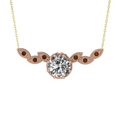 Lilja Kolye - Swarovski ve dumanlı kuvars 8 ayar rose altın kolye (40 cm gümüş rolo zincir) #z55vlu