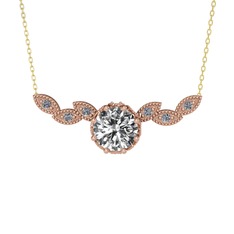 Lilja Kolye - Swarovski ve pırlanta 925 ayar rose altın kaplama gümüş kolye (0.12 karat, 40 cm altın rolo zincir) #z5c7tp