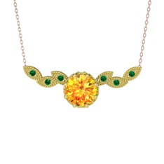 Lilja Kolye - Sitrin ve yeşil kuvars 14 ayar altın kolye (40 cm rose altın rolo zincir) #z6rcet
