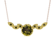 Lilja Kolye - Peridot 18 ayar altın kolye (40 cm rose altın rolo zincir) #zgynlb