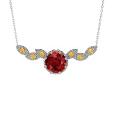 Lilja Kolye - Garnet ve sitrin 925 ayar gümüş kolye (40 cm gümüş rolo zincir) #ztxmvq
