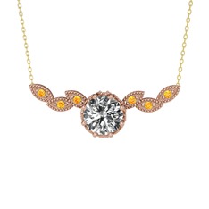 Lilja Kolye - Swarovski ve sitrin 18 ayar rose altın kolye (40 cm altın rolo zincir) #zwtnby