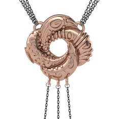 Cezayir Aşk Düğümü Kolye - 14 ayar rose altın kolye (170 cm gümüş rolo zincir) #1084gsu
