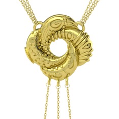Cezayir Aşk Düğümü Kolye - 18 ayar altın kolye (170 cm altın rolo zincir) #1932xcs