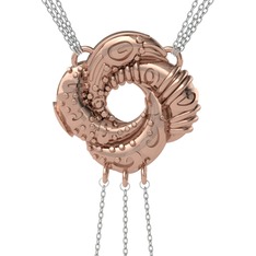Cezayir Aşk Düğümü Kolye - 18 ayar rose altın kolye (170 cm gümüş rolo zincir) #19wgxlg