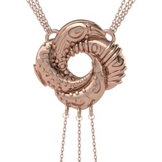 Cezayir Aşk Düğümü Kolye - 8 ayar rose altın kolye (170 cm gümüş rolo zincir) #1iydrtf
