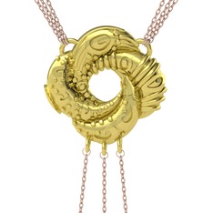Cezayir Aşk Düğümü Kolye - 14 ayar altın kolye (170 cm gümüş rolo zincir) #1ns1q3u