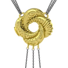 18 ayar altın kolye (170 cm gümüş rolo zincir)
