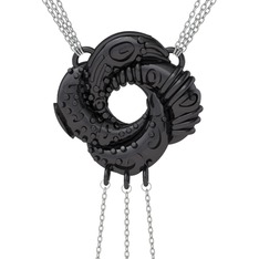 Cezayir Aşk Düğümü Kolye - 925 ayar siyah rodyum kaplama gümüş kolye (170 cm gümüş rolo zincir) #qiiqe0