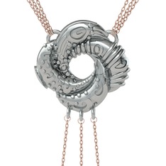 Cezayir Aşk Düğümü Kolye - 925 ayar gümüş kolye (170 cm rose altın rolo zincir) #yjkz0i