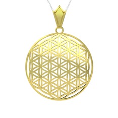 Yaşam Çiçeği Kolye - 14 ayar altın kolye (40 cm beyaz altın rolo zincir) #1879ars