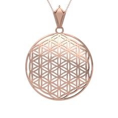 Yaşam Çiçeği Kolye - 18 ayar rose altın kolye (40 cm rose altın rolo zincir) #l6sagd